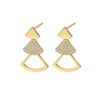 Cubic Zirconia Micro Pave Brass Earring Triangle plated micro pave cubic zirconia & for woman & hollow nickel lead & cadmium free Sold By Pair