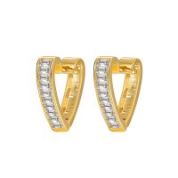 Cubic Zirconia Micro Pave Brass Earring with Cubic Zirconia Heart plated for woman nickel lead & cadmium free Sold By Pair