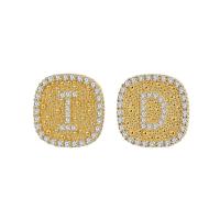 Cubic Zirconia Micro Pave Brass Earring Square plated micro pave cubic zirconia & for woman nickel lead & cadmium free Sold By Pair