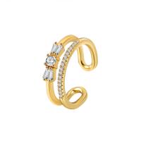 Cubic Zirconia Micro Pave Brass Ring Bowknot plated micro pave cubic zirconia & for woman nickel lead & cadmium free Inner Approx 17mm Sold By PC