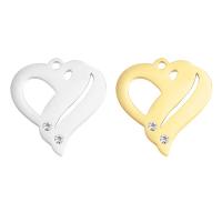 Stainless Steel Heart Pendants 304 Stainless Steel Vacuum Ion Plating Unisex & with rhinestone & hollow Sold By PC