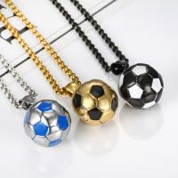 Titanium Steel Necklace, Football, fashion jewelry & for man & enamel, more colors for choice, 18mm, Length:Approx 21.65 Inch, Sold By PC