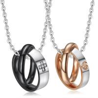 Stainless Steel Jewelry Necklace, 316L Stainless Steel, fashion jewelry & Unisex & with rhinestone, more colors for choice, Length:Approx 19.96 Inch, Sold By PC