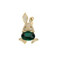 Cubic Zirconia Brooch Brass with Glass Rhinestone Rabbit fashion jewelry & micro pave cubic zirconia & for woman golden nickel lead & cadmium free Sold By PC
