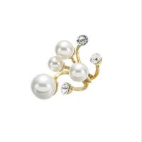 Zinc Alloy Finger Ring with Plastic Pearl gold color plated for woman & with rhinestone golden nickel lead & cadmium free Sold By PC