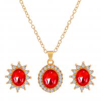 Rhinestone Jewelry Sets Stud Earring & necklace Zinc Alloy with 1.96inch extender chain plated 2 pieces & for woman & with rhinestone nickel lead & cadmium free 14mm Length Approx 18.5 Inch Sold By Set