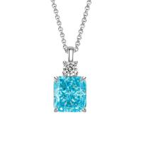 Brass Necklace, with Cubic Zirconia, with 5cm extender chain, Square, platinum color plated, fashion jewelry & for woman, more colors for choice, nickel, lead & cadmium free, 9x14.60mm, Length:40 cm, Sold By PC