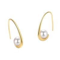 Brass Stud Earring, with Plastic Pearl, plated, fashion jewelry & for woman, more colors for choice, nickel, lead & cadmium free, 7x24mm, Sold By Pair