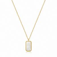 Stainless Steel Jewelry Necklace, 304 Stainless Steel, with Shell, with 5cm extender chain, Rectangle, Vacuum Ion Plating, fashion jewelry & for woman, golden, 10x18mm, Length:40 cm, Sold By PC