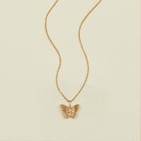 Edelstahl Schmuck Halskette, 304 Edelstahl, mit Verlängerungskettchen von 5cm, Schmetterling, Modeschmuck & für Frau, goldfarben, 13mm, Länge:40 cm, verkauft von PC