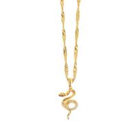 Collier de bijoux en acier inoxydable, Acier inoxydable 304, avec 5cm chaînes de rallonge, serpent, bijoux de mode & pavé de micro zircon & pour femme, doré, Longueur:40 cm, Vendu par PC