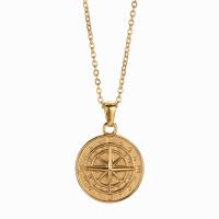 Stainless Steel Jewelry Necklace, 304 Stainless Steel, Compass, Vacuum Ion Plating, fashion jewelry & Unisex, more colors for choice, 20x20mm, Length:53 cm, Sold By PC