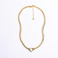 Titanium Steel Necklace with 5cm extender chain Heart Vacuum Ion Plating vintage & snake chain & for woman Length 40 cm Sold By PC