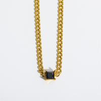 Titanstahl Halskette, mit kubischer Zirkonia, mit Verlängerungskettchen von 5cm, Quadrat, Modeschmuck & für Frau, keine, Länge 38 cm, verkauft von PC