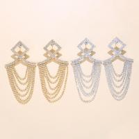 Rhinestone Earring with Zinc Alloy Geometrical Pattern plated for woman & hollow 100mm Sold By Pair