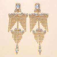 Fashion Fringe Earrings Rhinestone with Zinc Alloy Sail Boat plated Bohemian style & for woman Sold By Pair