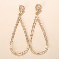 Rhinestone Earring, with Tibetan Style, Teardrop, plated, for woman & hollow, more colors for choice, 100mm, Sold By Pair