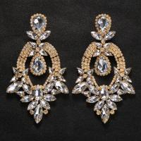 Rhinestone Earring with Zinc Alloy plated fashion jewelry & for woman & hollow 100mm Sold By Pair