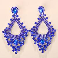 Rhinestone Earring with Zinc Alloy Teardrop plated fashion jewelry & for woman & hollow Sold By Pair