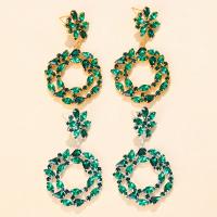 Rhinestone Earring, Tibetan Style, Geometrical Pattern, plated, for woman & with rhinestone & hollow, more colors for choice, 100mm, Sold By Pair