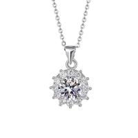 Cubic Zircon Micro Pave Brass Necklace, Flower, platinum plated, micro pave cubic zirconia & for woman, Length:Approx 40-45 cm, Sold By PC