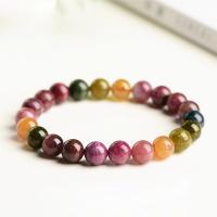 Natural Tourmaline Bracelet, polished, Unisex & different size for choice, multi-colored, Grade AAAAA, Sold By PC