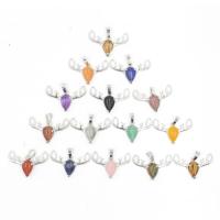 Gemstone Pendants Jewelry, Brass, with Gemstone, Deer, plated, different materials for choice, more colors for choice, 7x22x35mm, 5PCs/Lot, Sold By Lot