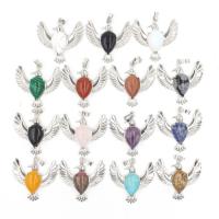 Gemstone Pendants Jewelry, Brass, with Gemstone, Bird, plated, different materials for choice, more colors for choice, 10x38x38mm, 5PCs/Lot, Sold By Lot