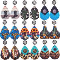 Earring Jewelry, PU Leather, with Tibetan Style, fashion jewelry & different designs for choice & for woman, more colors for choice, 77x38mm, Sold By Pair