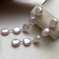 Freshwater Pearl Brass Chain Necklace, Pérolas de água doce, joias de moda & para mulher, branco, 11-12mm, vendido por par