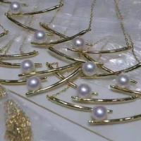 Freshwater Pearl Brass Chain Necklace, Pérolas de água doce, with Liga de cobre, cromado de cor dourada, joias de moda & para mulher, branco, 8-9mm, comprimento Aprox 45 cm, vendido por PC