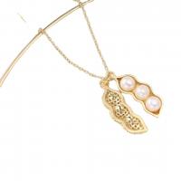 Freshwater Pearl Brass Chain Necklace, Pérolas de água doce, with cobre, Amendoim, cromado de cor dourada, joias de moda & para mulher, 4.5mm, comprimento Aprox 45 cm, vendido por PC