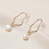 Freshwater Pearl Earrings with Brass fashion jewelry & for woman 9-10mm Sold By Pair