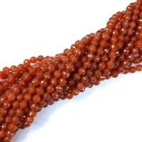 Achat Perlen, rund, poliert, DIY & verschiedene Größen vorhanden & facettierte, dunkelrot, verkauft per ca. 38-40 cm Strang