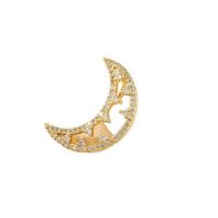 Cubic Zirconia Micro Pave Brass Pendant Moon gold color plated micro pave cubic zirconia & for woman & hollow nickel lead & cadmium free Sold By PC