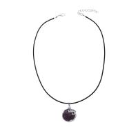 Quartz Necklace, Amethyst, with leather cord & Brass, with 5cm extender chain, silver color plated, different styles for choice & for woman, more colors for choice, 24x35mm, Length:Approx 43 cm, Sold By PC