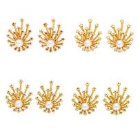 Cubic Zirconia Micro Pave Brass Earring with Plastic Pearl 18K gold plated micro pave cubic zirconia & for woman nickel lead & cadmium free Sold By Pair
