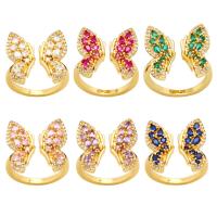 Cubic Zirconia Micro Pave Brass Ring, Butterfly, 18K gold plated, micro pave cubic zirconia & for woman, more colors for choice, nickel, lead & cadmium free, 19mm, Inner Diameter:Approx 17mm, Sold By PC