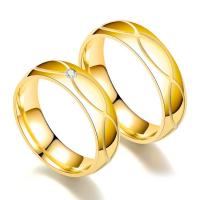 Ehepaar Fingerringe, Titanstahl, 18K vergoldet, unisex & verschiedene Größen vorhanden, goldfarben, 6x2mm, verkauft von PC