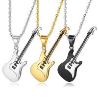 Stainless Steel Jewelry Necklace, 304 Stainless Steel, Guitar, fashion jewelry & Unisex, more colors for choice, 52x18mm, Length:Approx 19.69 Inch, Sold By PC