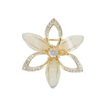 Cubic Zirconia Brooch Brass Flower fashion jewelry & micro pave cubic zirconia & for woman nickel lead & cadmium free Sold By PC
