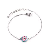 Evil Eye Jewelry Bracelet 304 Stainless Steel with 1.18inch extender chain & for woman & with rhinestone original color Sold Per Approx 6.69 Inch Strand