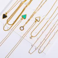 Edelstahl Schmuck Halskette, 304 Edelstahl, mit Muschel & Kunststoff Perlen, Modeschmuck & verschiedene Stile für Wahl & für Frau & Emaille, keine, verkauft von PC