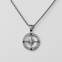 Stainless Steel Jewelry Necklace, 304 Stainless Steel, Compass, Vacuum Ion Plating, fashion jewelry & different styles for choice & for man, more colors for choice, 20mm, Sold By PC