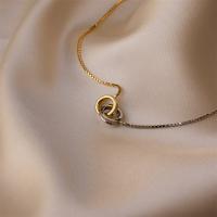Edelstahl Schmuck Halskette, 304 Edelstahl, mit Verlängerungskettchen von 5cm, Kreisring, Patchwork & Modeschmuck & für Frau, Länge:38 cm, verkauft von PC