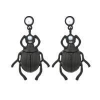 Zinc Alloy Drop Earrings with Plastic Pearl Insect stoving varnish fashion jewelry & for woman black nickel lead & cadmium free Sold By Pair