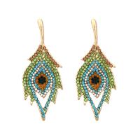 Rhinestone Earring Zinc Alloy Leaf gold color plated vintage & for woman & with rhinestone nickel lead & cadmium free Sold By Pair