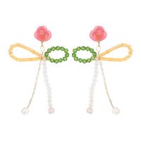 Earring Jewelry, Seedbead, with Glass Beads & Resin, Bowknot, vintage & for woman, mixed colors, nickel, lead & cadmium free, 52x92mm, Sold By Pair