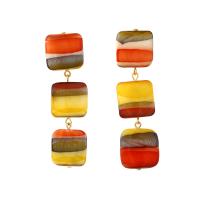 Shell Earrings, with Tibetan Style, Square, gold color plated, Bohemian style & for woman, 17x67mm, Sold By Pair