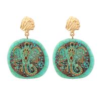 Resin Earring Zinc Alloy with Resin Elephant gold color plated Bohemian style & folk style & for woman nickel lead & cadmium free Sold By Pair